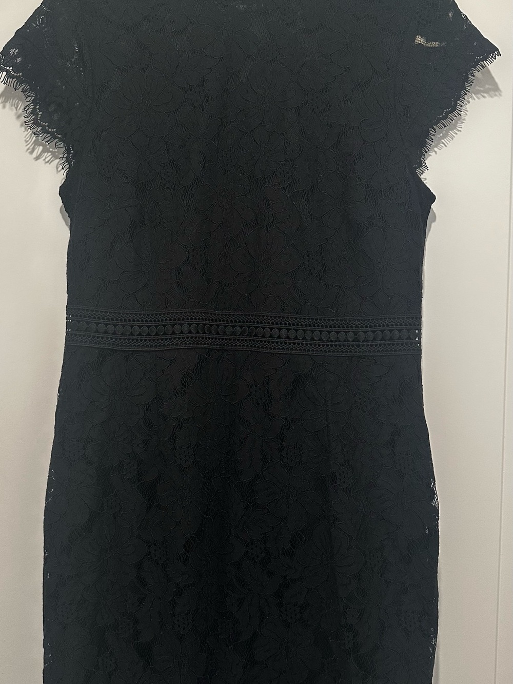 H&M Black Lace Midi Dress with Cap Sleeves